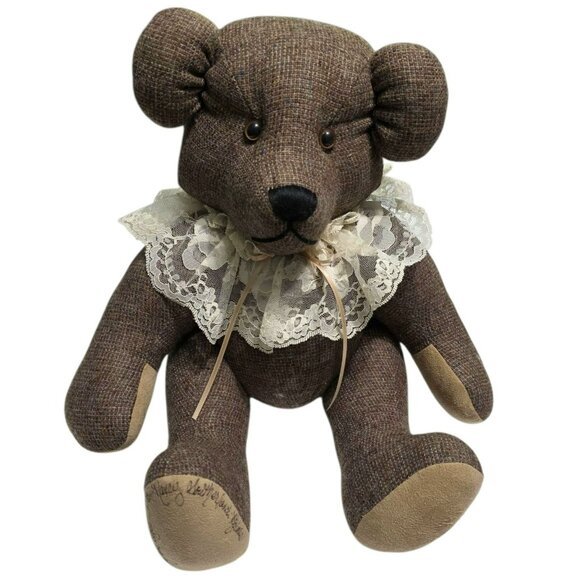 1985 Nancy Southerland Holmes Signed Teddy Bear Tweed 16” Stuffed Plush Vintage - Picture 13 of 15